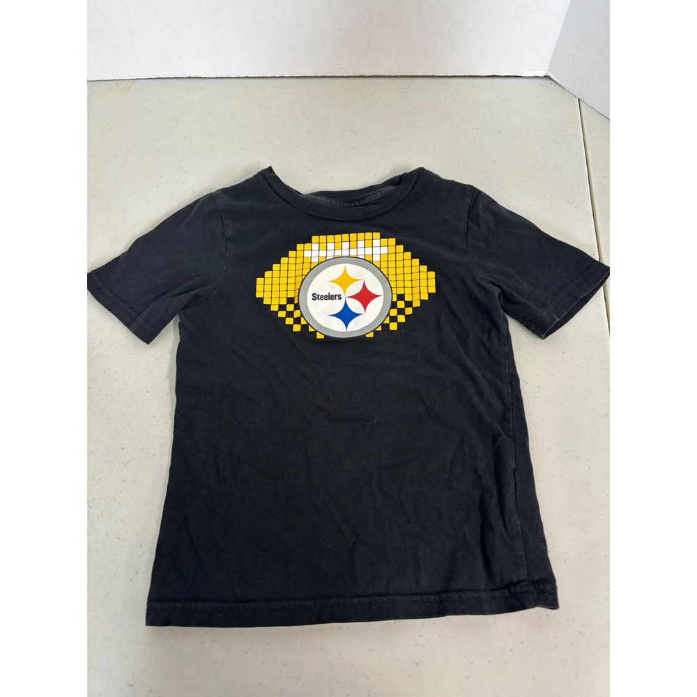 Nike Dri-FIT Navy Blue & NFL Pittsburgh Steelers Black Graphic T-Shirts Kids 5/6 - Picture 2 of 7
